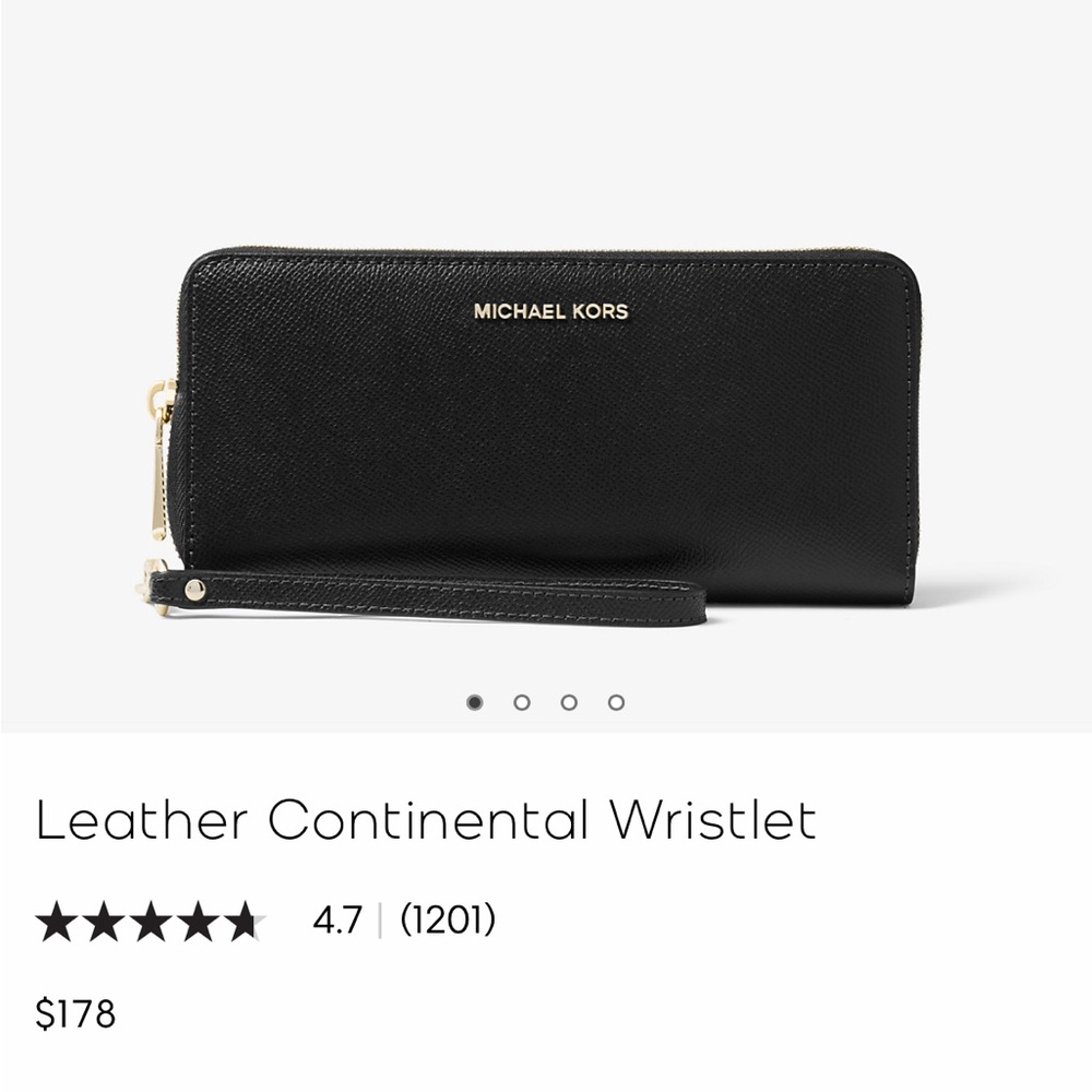 Michael Kors Leather Continental Wristlet in Black